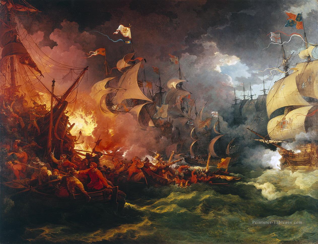 Loutherbourg Spanish Armada Batailles navales Peintures à l'huile
